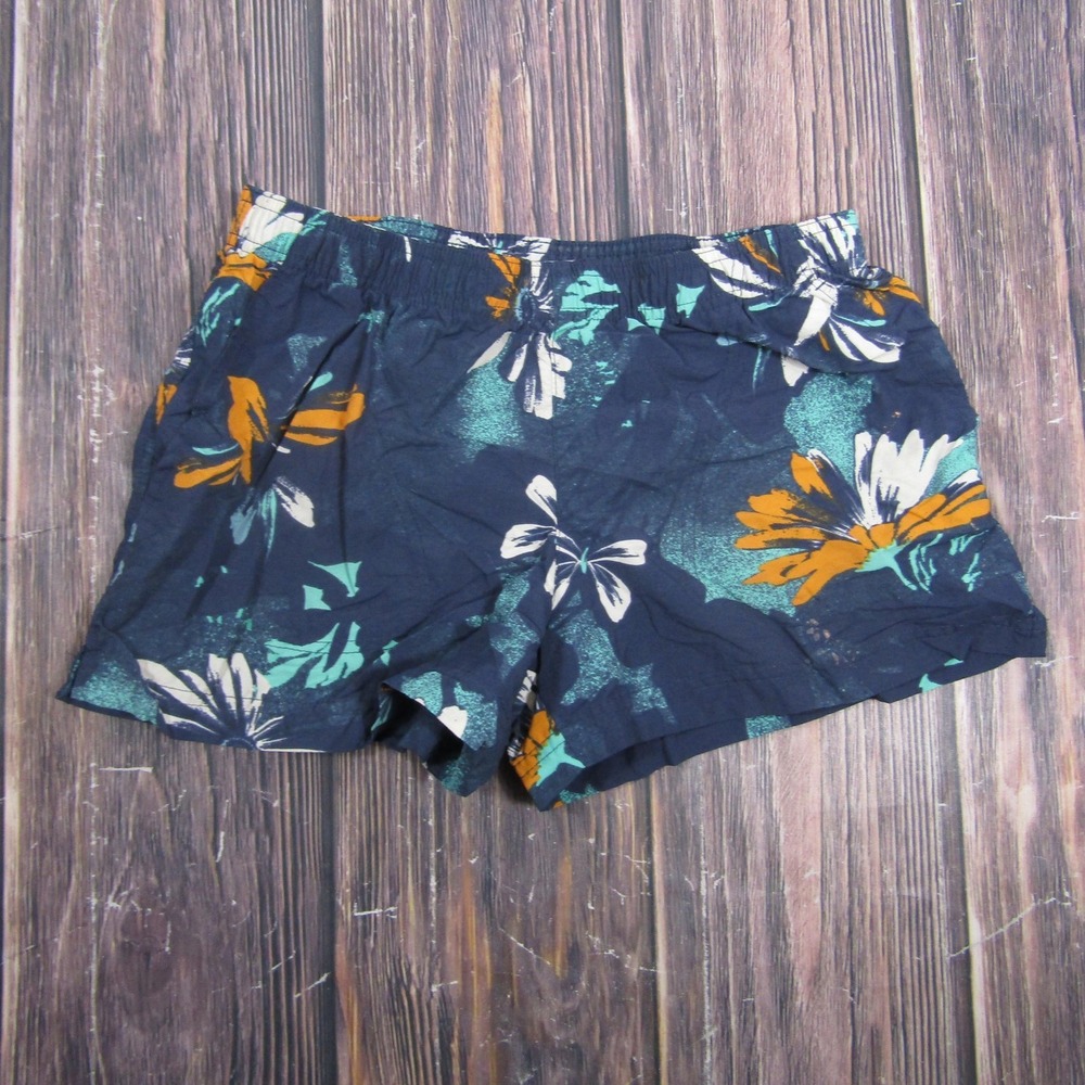 Columbia Swim Shorts Mens Small Blue Floral Elastic Waist Mesh‎ Lined Nylon